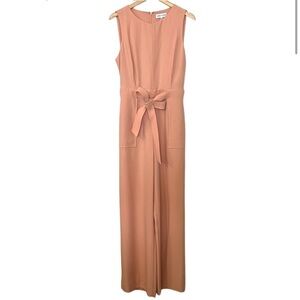 Gibson Latimer Women's Jumpsuit Peach Sleeveless Belted Size M Romper Pocket